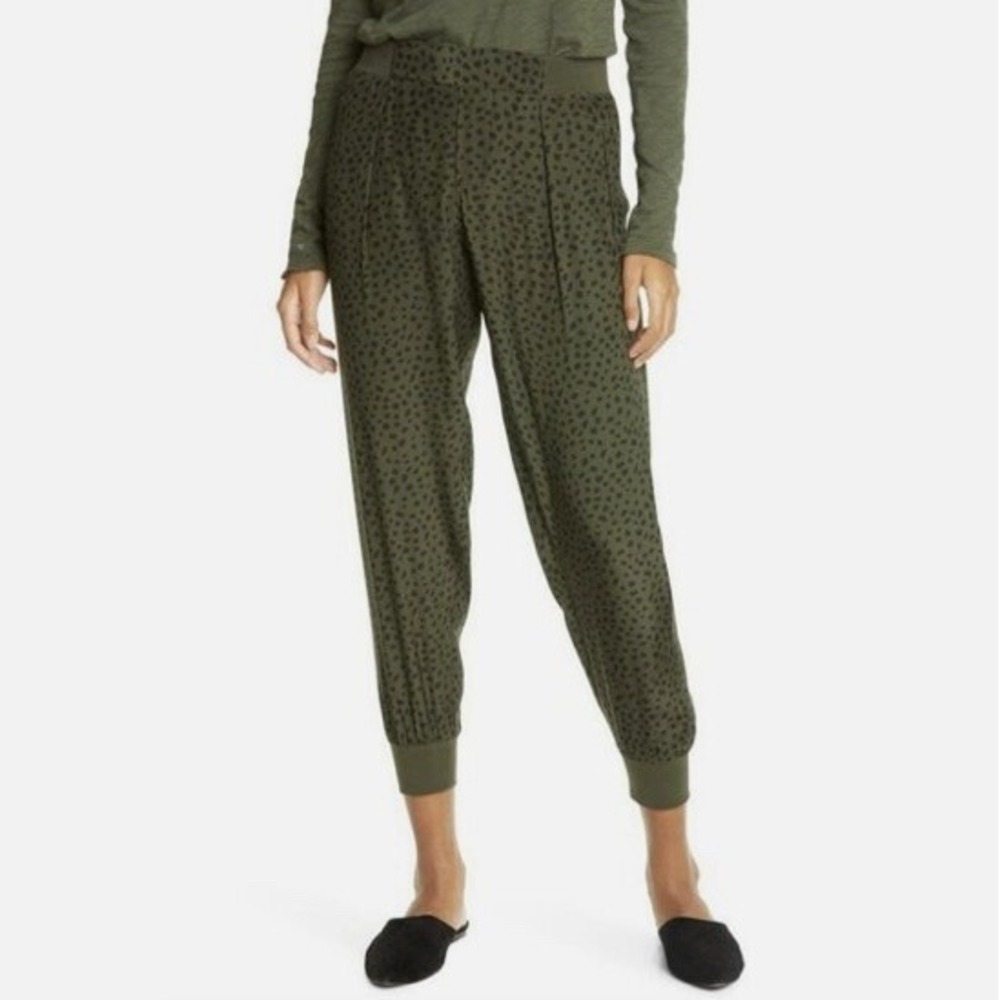 ATM Thomas Anthony Melillo Joggers XS Green Black Cheetah Silk Ivy